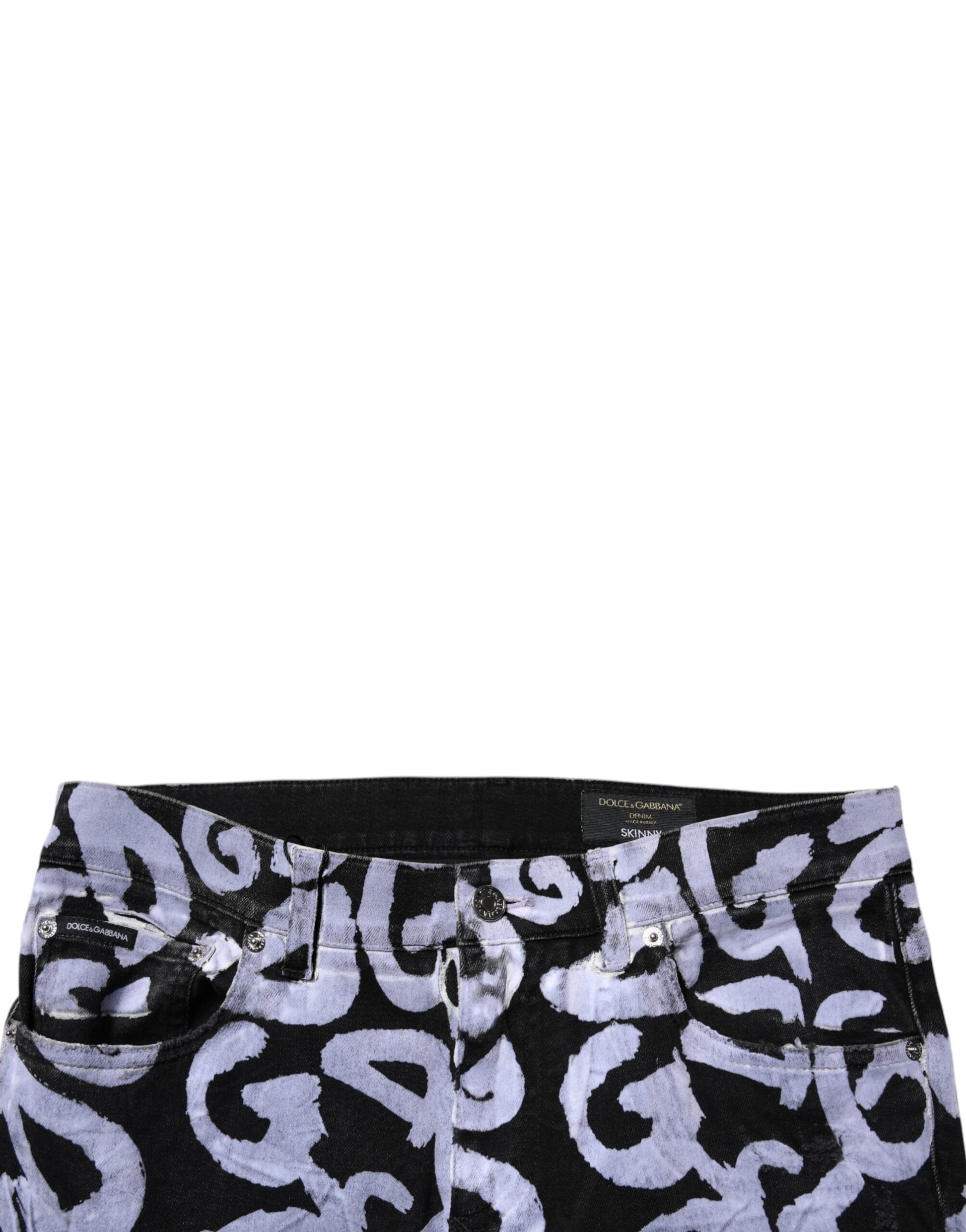 Dolce & Gabbana Black Logo Monogram Cotton Skinny Denim Jeans by Dolce & Gabbana