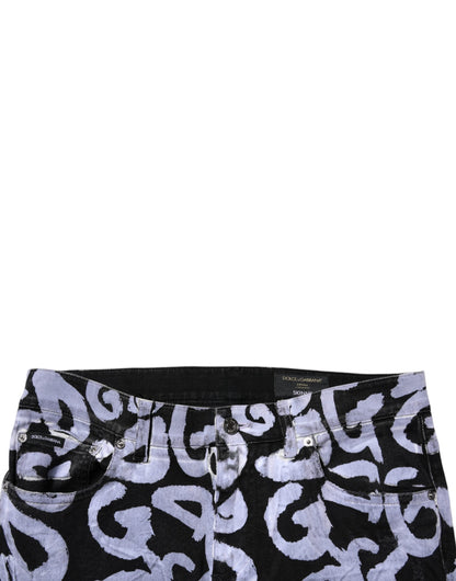 Dolce & Gabbana Black Logo Monogram Cotton Skinny Denim Jeans by Dolce & Gabbana
