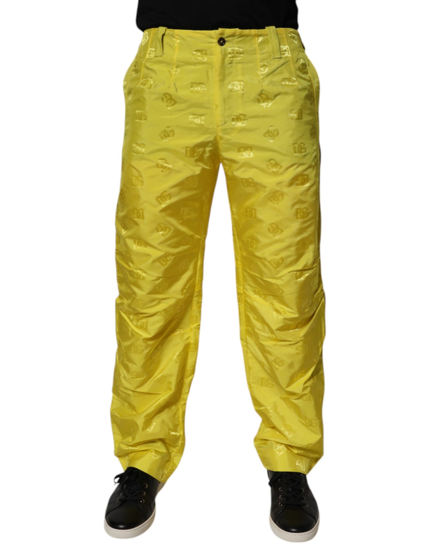 Dolce & Gabbana Yellow DG Monogram Polyester Straight Pants by Dolce & Gabbana