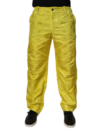 Dolce & Gabbana Yellow DG Monogram Polyester Straight Pants by Dolce & Gabbana