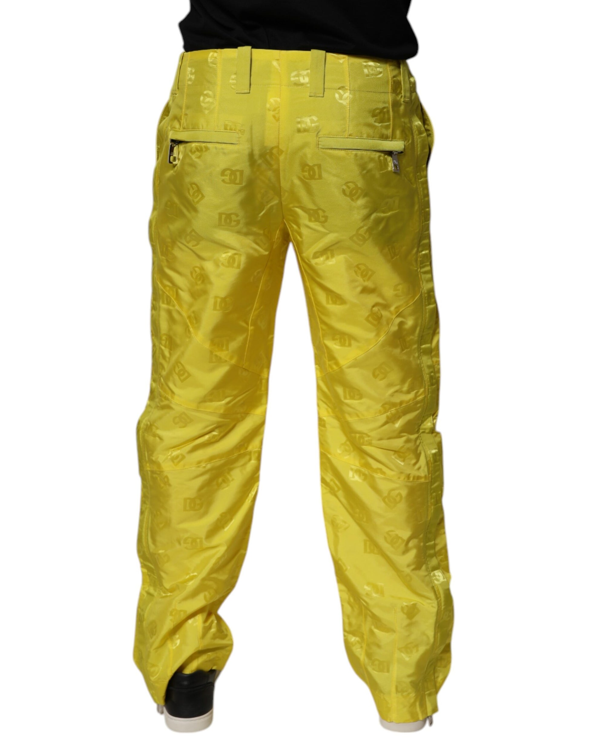 Dolce & Gabbana Yellow DG Monogram Polyester Straight Pants by Dolce & Gabbana