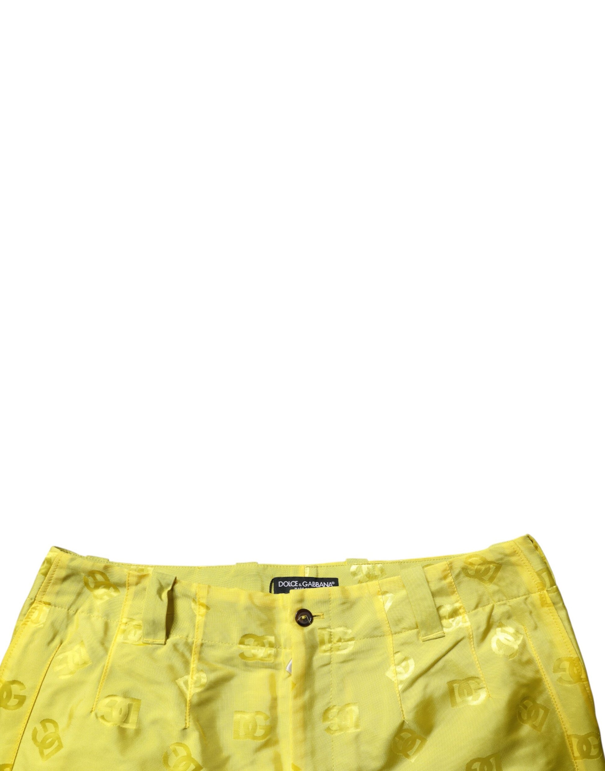 Dolce & Gabbana Yellow DG Monogram Polyester Straight Pants by Dolce & Gabbana