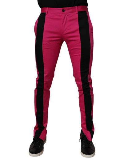 Dolce & Gabbana Pink Black Stripe Slim Fit Men Dress Pants by Dolce & Gabbana