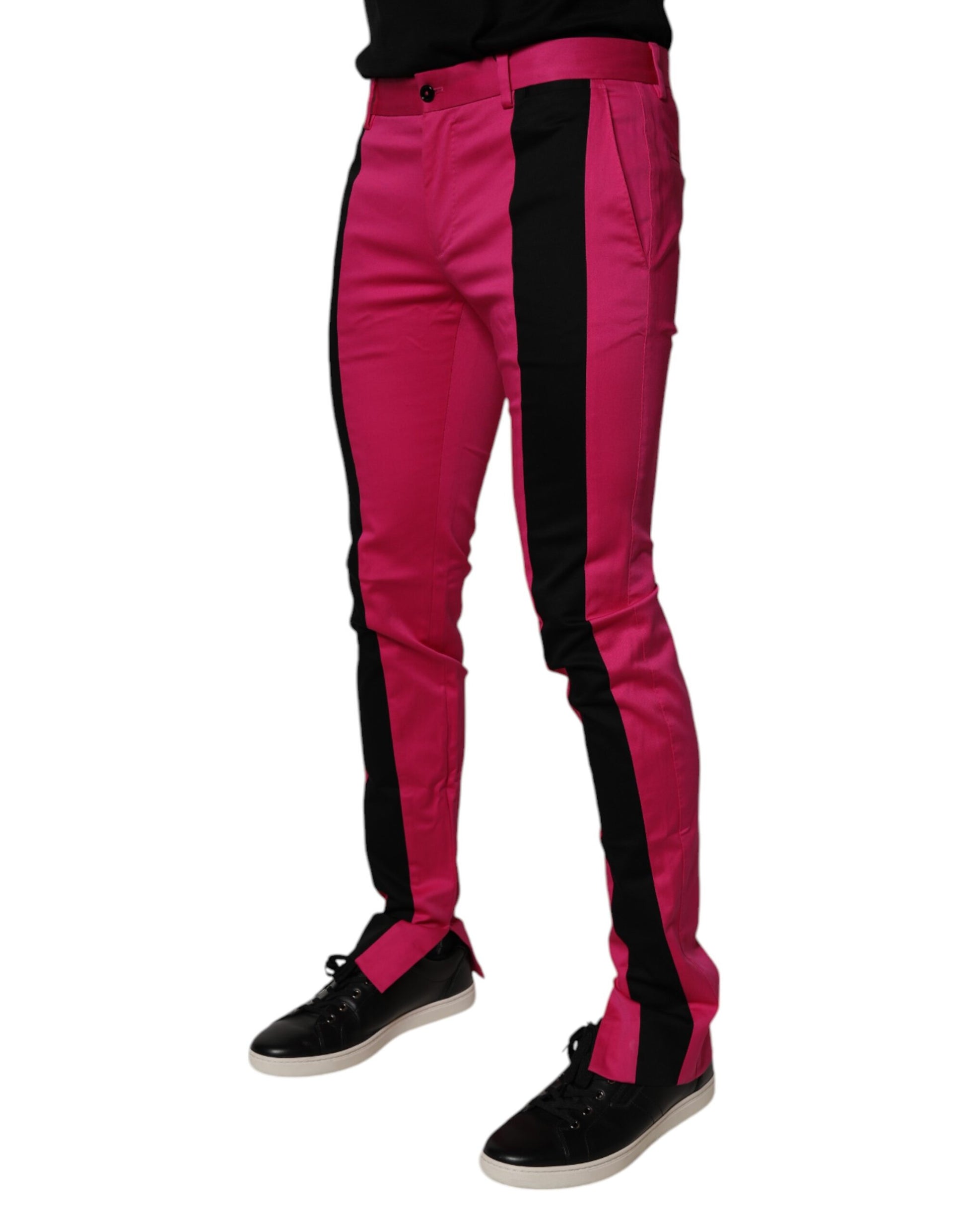Dolce & Gabbana Pink Black Stripe Slim Fit Men Dress Pants by Dolce & Gabbana
