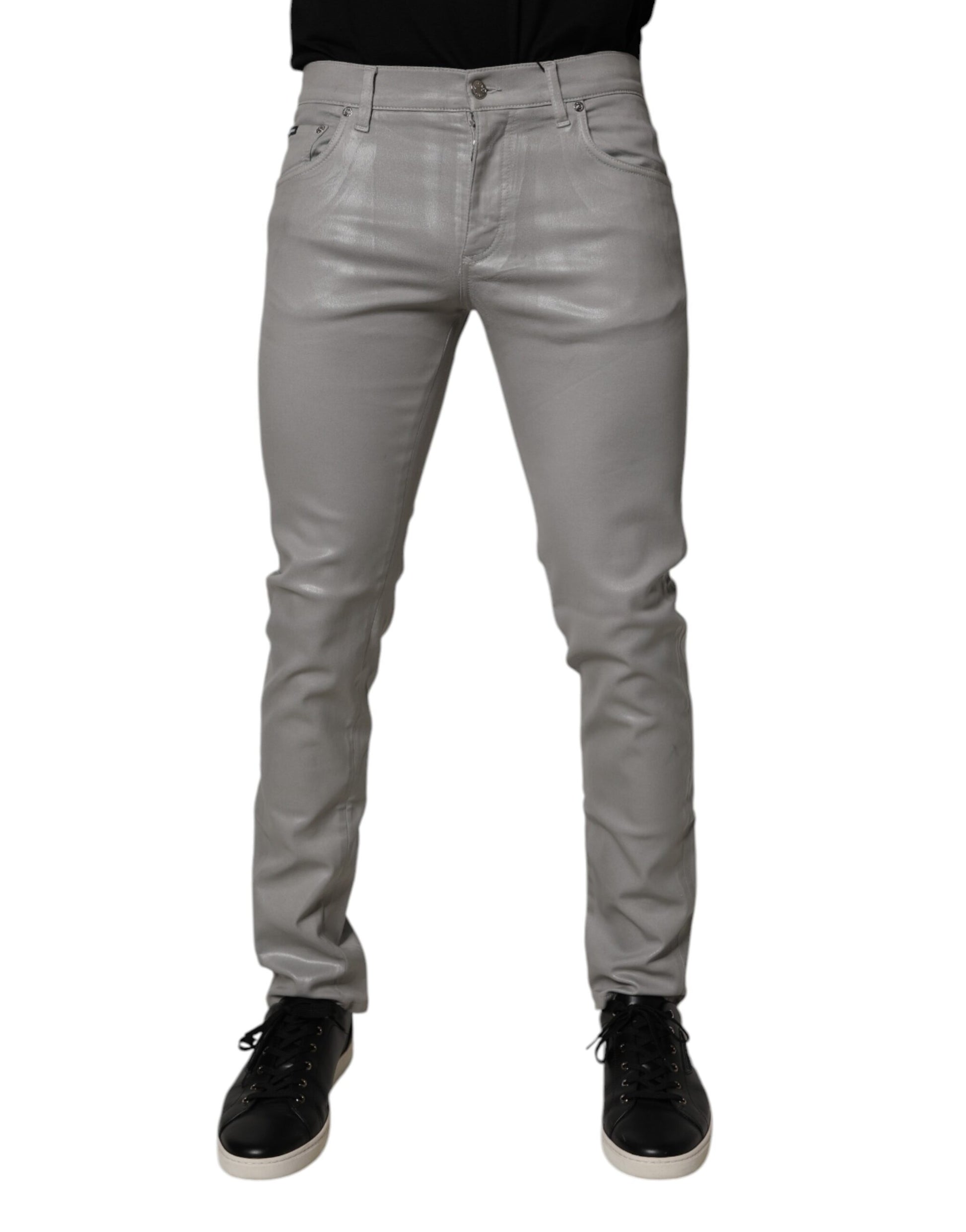 Dolce & Gabbana Gray Cotton Stretch Men Slim Fit Denim Jeans by Dolce & Gabbana
