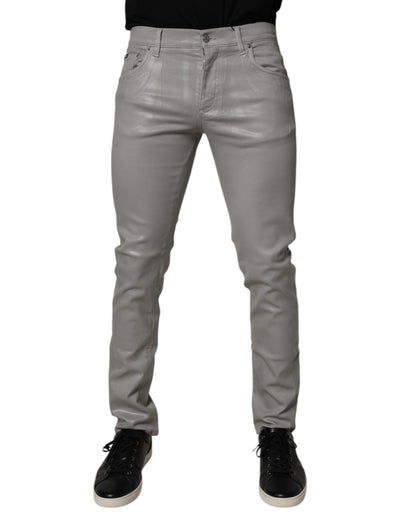 Dolce & Gabbana Gray Cotton Stretch Men Slim Fit Denim Jeans by Dolce & Gabbana