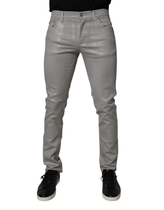 Dolce & Gabbana Gray Cotton Stretch Men Slim Fit Denim Jeans by Dolce & Gabbana
