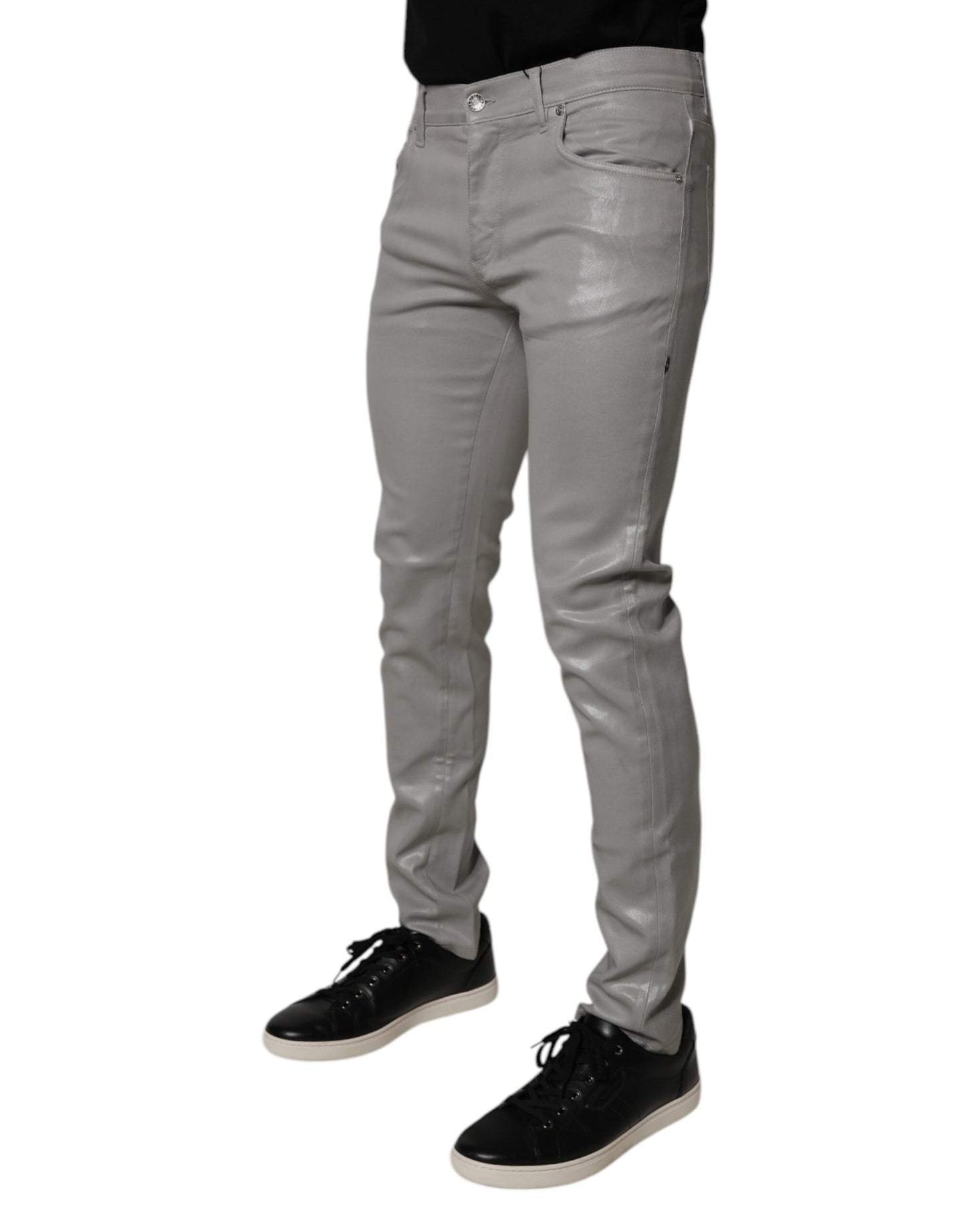 Dolce & Gabbana Gray Cotton Stretch Men Slim Fit Denim Jeans by Dolce & Gabbana