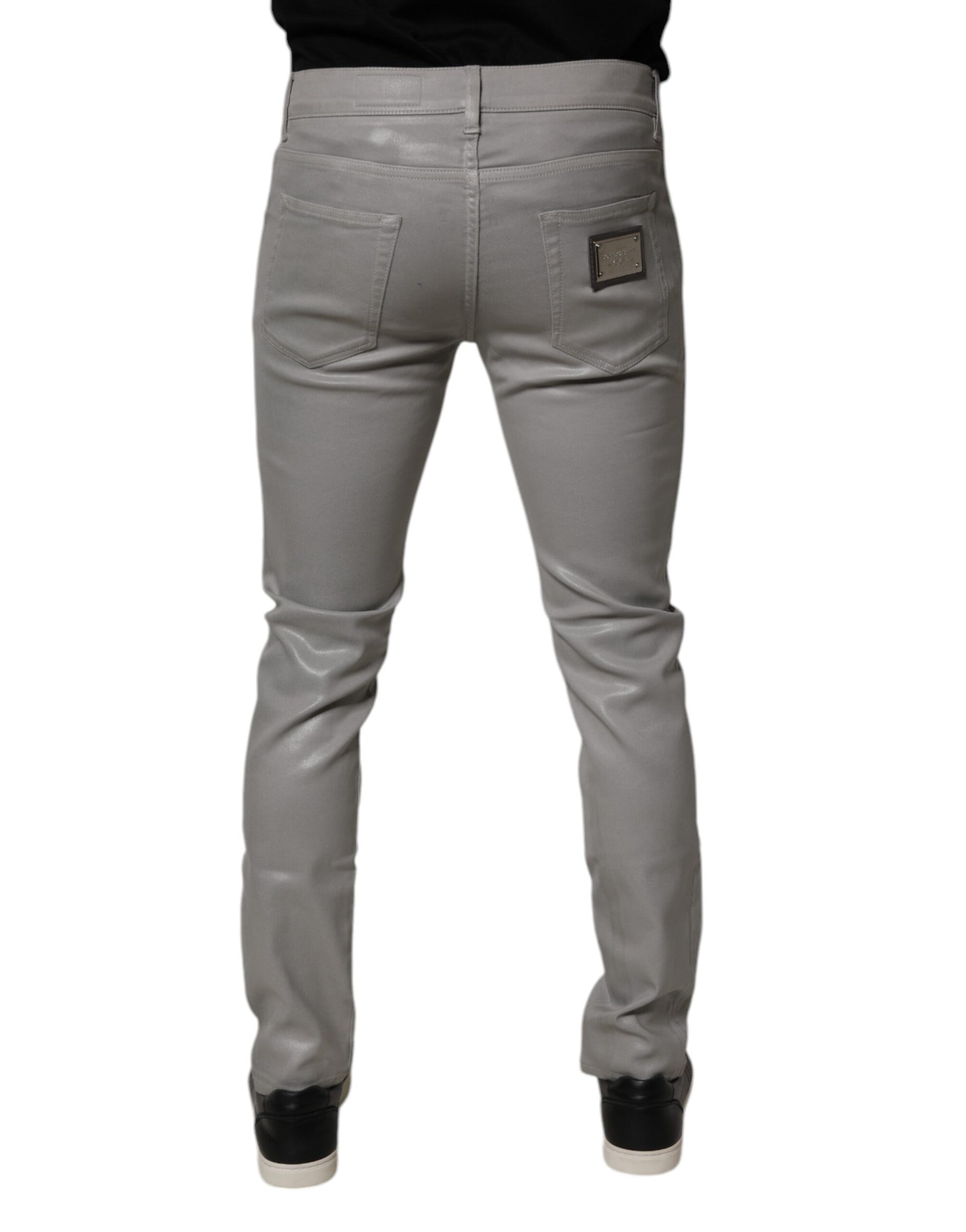 Dolce & Gabbana Gray Cotton Stretch Men Slim Fit Denim Jeans by Dolce & Gabbana