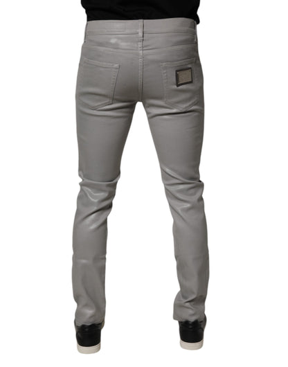 Dolce & Gabbana Gray Cotton Stretch Men Slim Fit Denim Jeans by Dolce & Gabbana