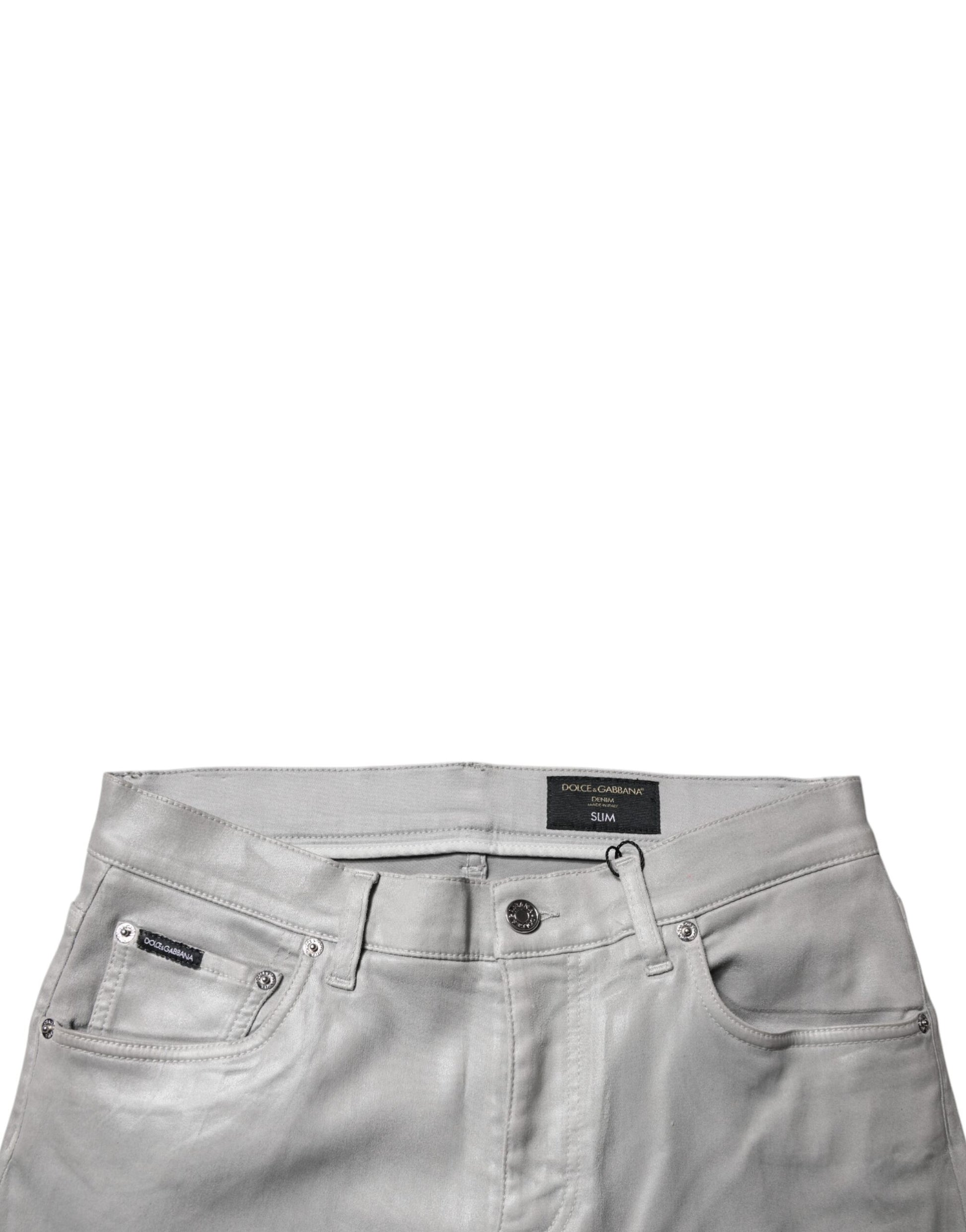 Dolce & Gabbana Gray Cotton Stretch Men Slim Fit Denim Jeans by Dolce & Gabbana