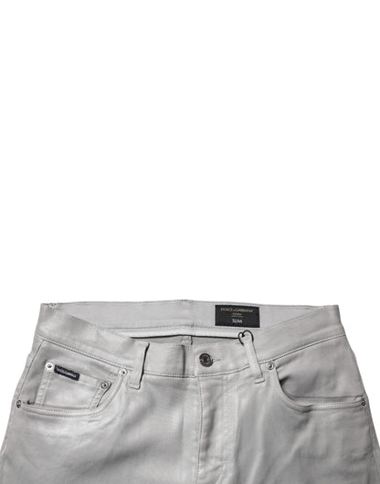 Dolce & Gabbana Gray Cotton Stretch Men Slim Fit Denim Jeans by Dolce & Gabbana