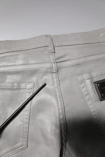 Dolce & Gabbana Gray Cotton Stretch Men Slim Fit Denim Jeans by Dolce & Gabbana