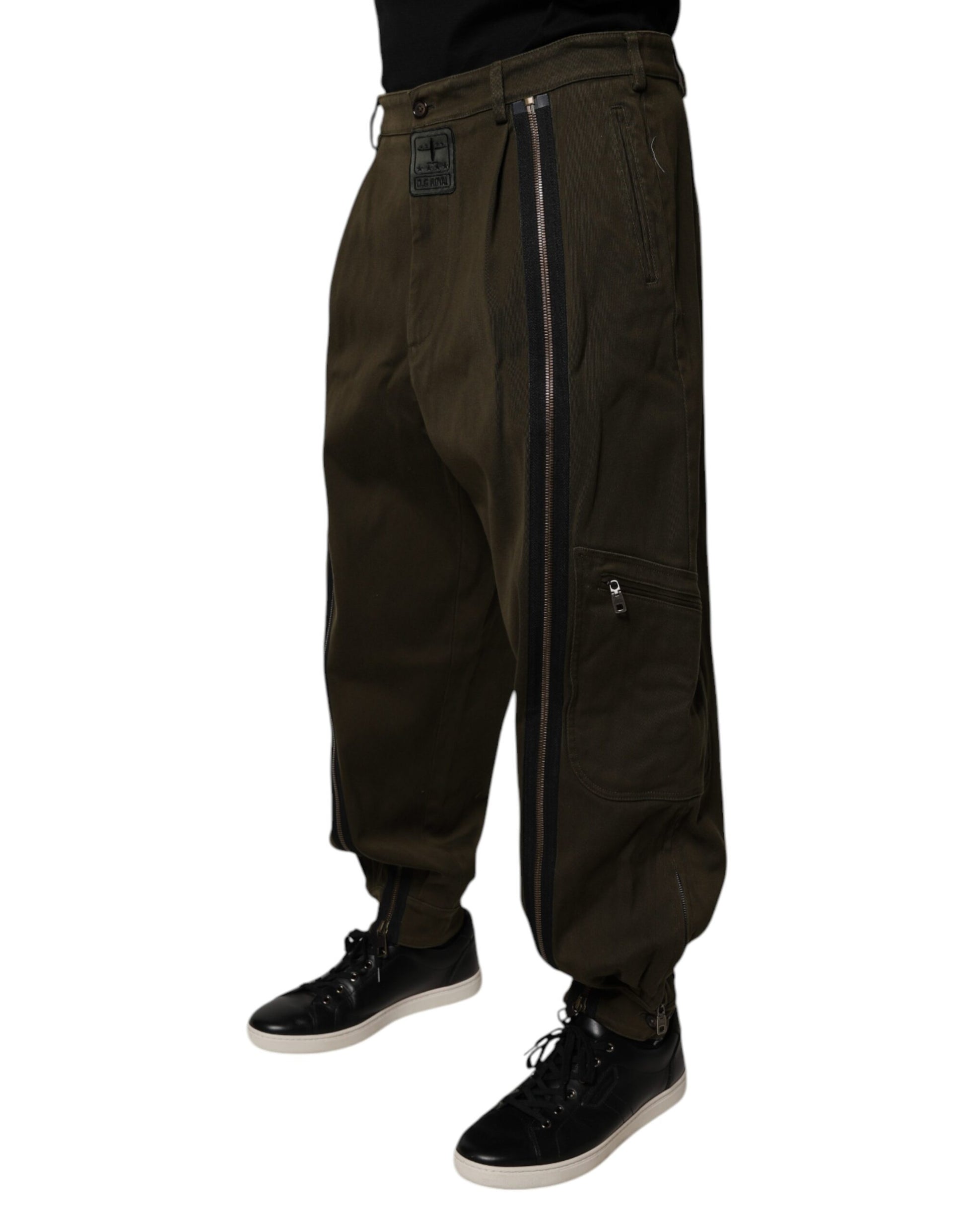 Dolce & Gabbana Dark Brown Cotton Jogger Cargo Pants by Dolce & Gabbana