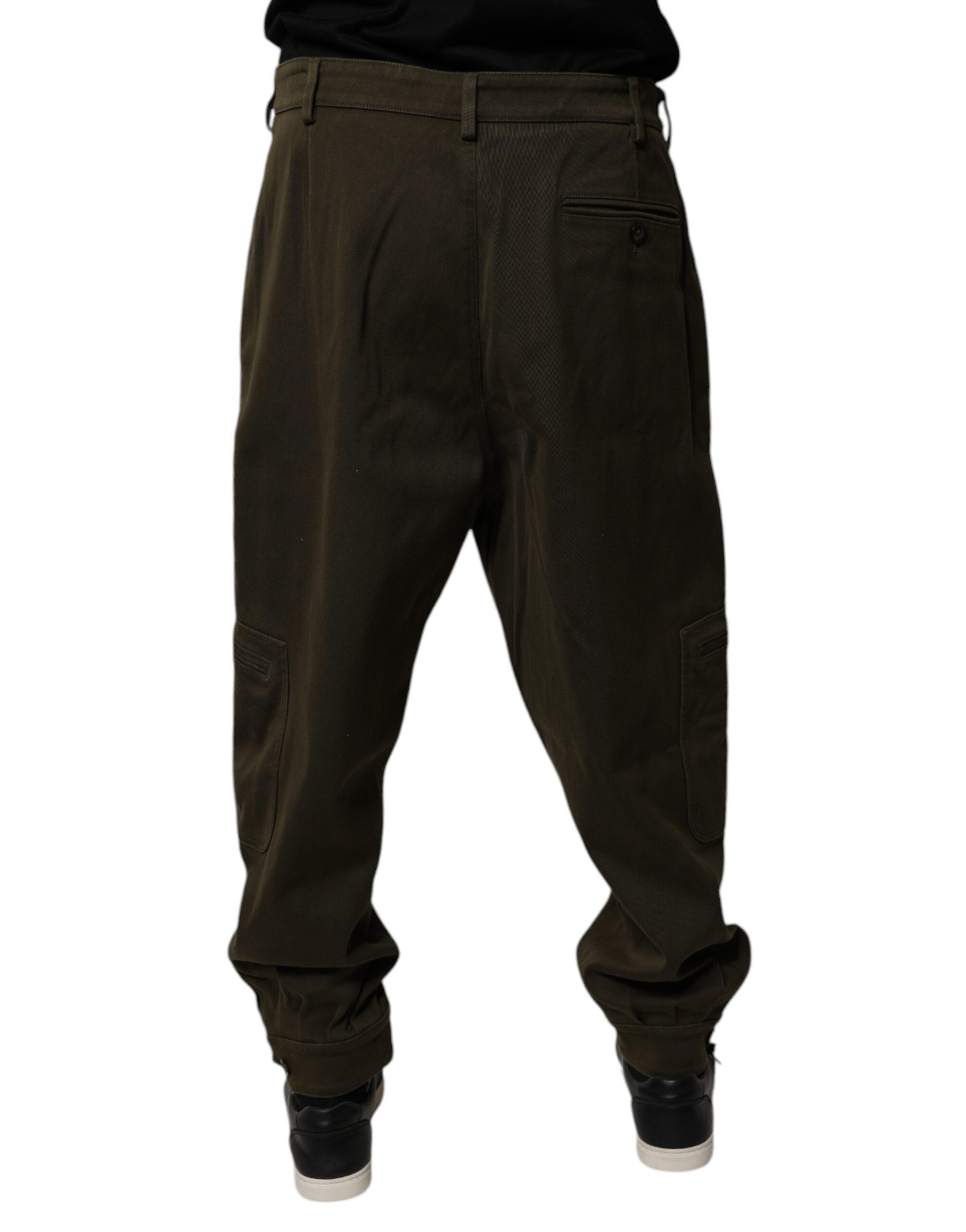Dolce & Gabbana Dark Brown Cotton Jogger Cargo Pants by Dolce & Gabbana