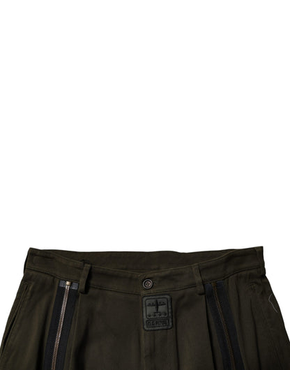 Dolce & Gabbana Dark Brown Cotton Jogger Cargo Pants by Dolce & Gabbana