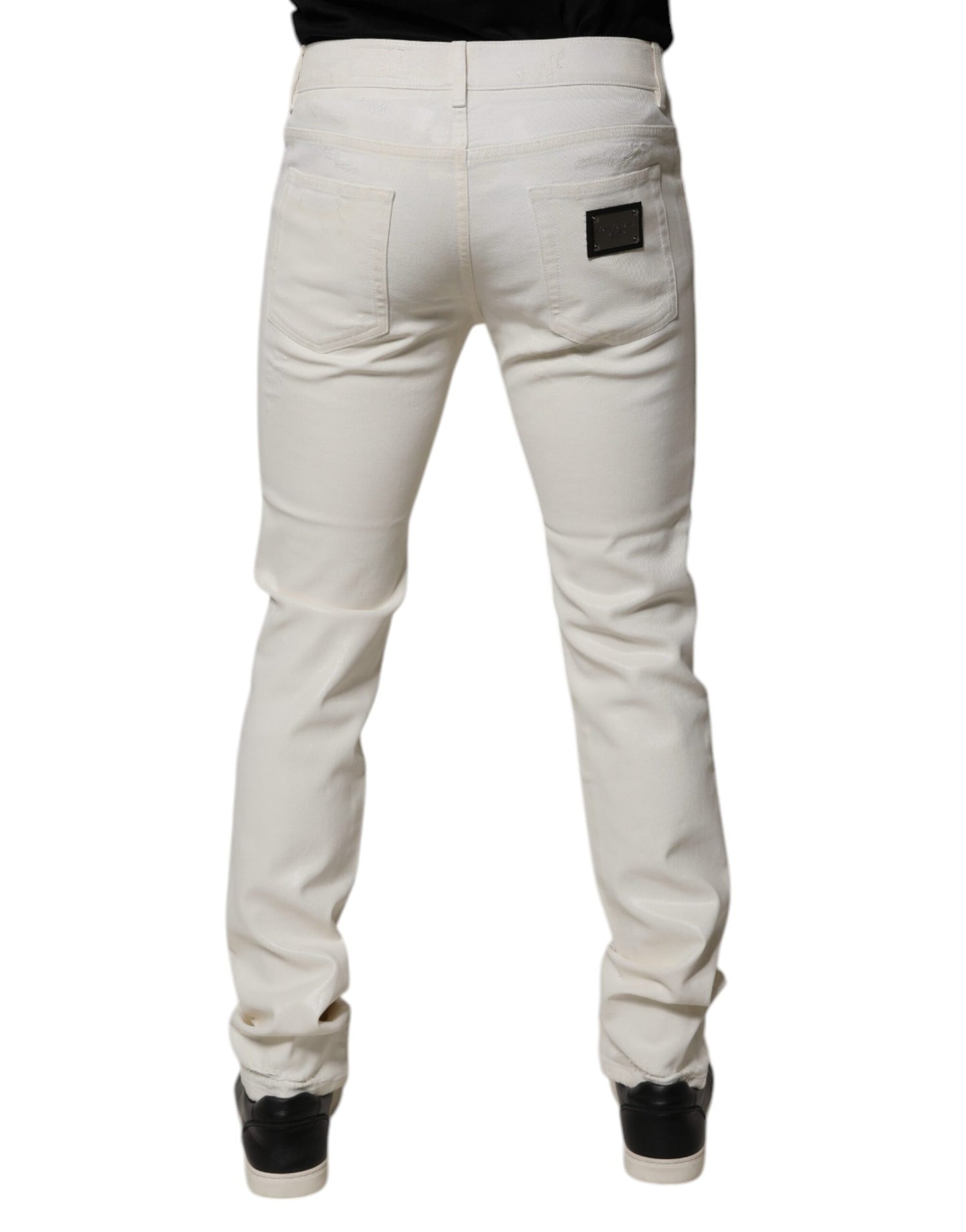 Dolce & Gabbana Off White Cotton Stretch Skinny Denim Jeans by Dolce & Gabbana