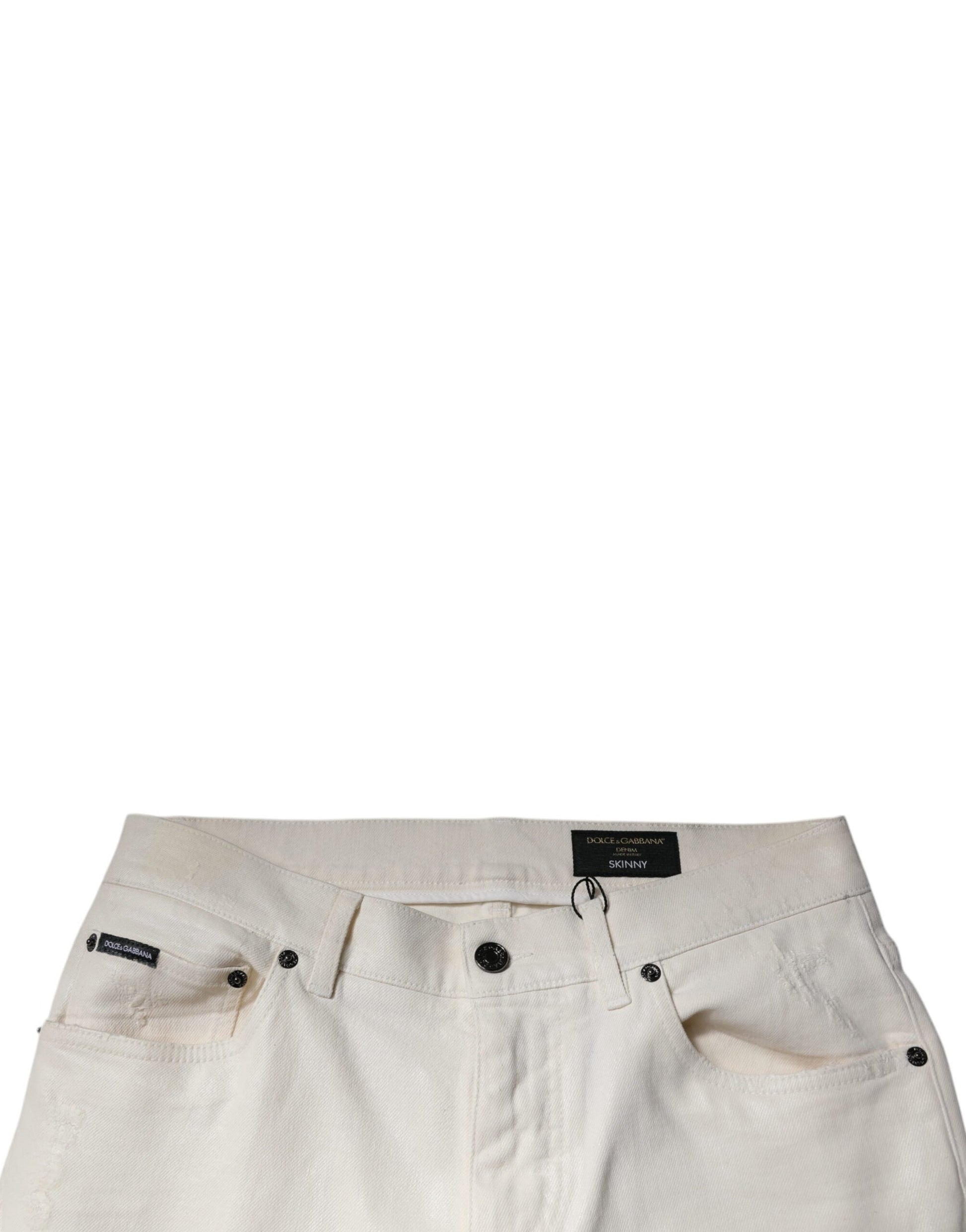 Dolce & Gabbana Off White Cotton Stretch Skinny Denim Jeans by Dolce & Gabbana
