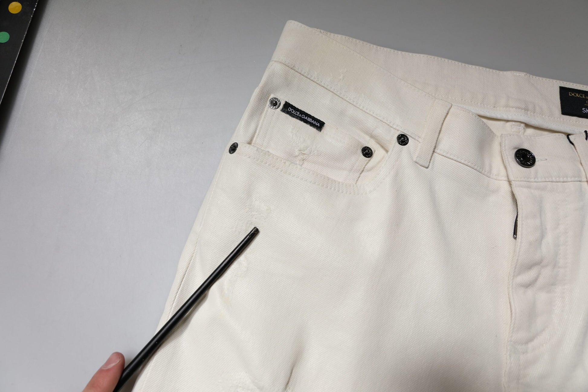 Dolce & Gabbana Off White Cotton Stretch Skinny Denim Jeans by Dolce & Gabbana