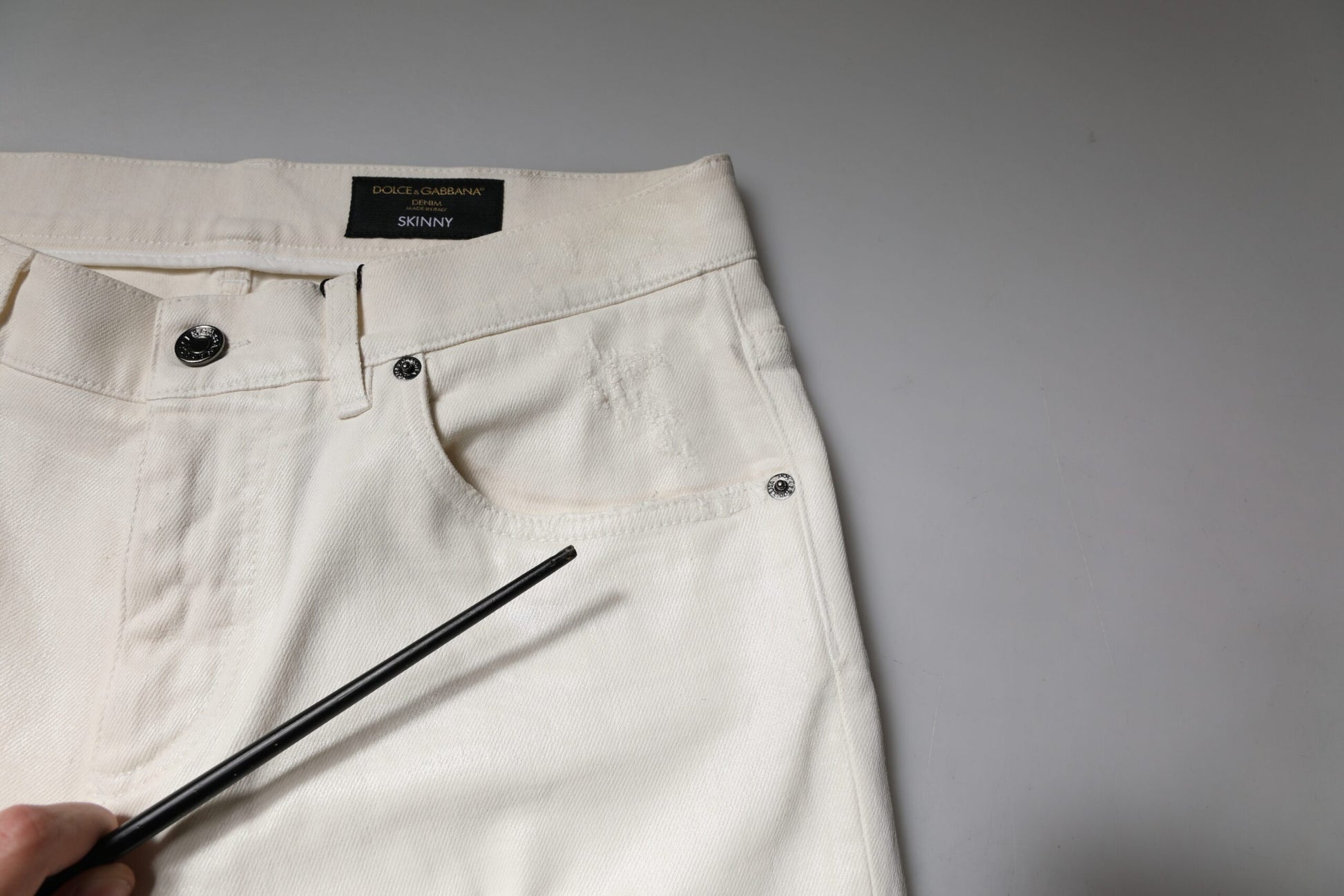 Dolce & Gabbana Off White Cotton Stretch Skinny Denim Jeans by Dolce & Gabbana