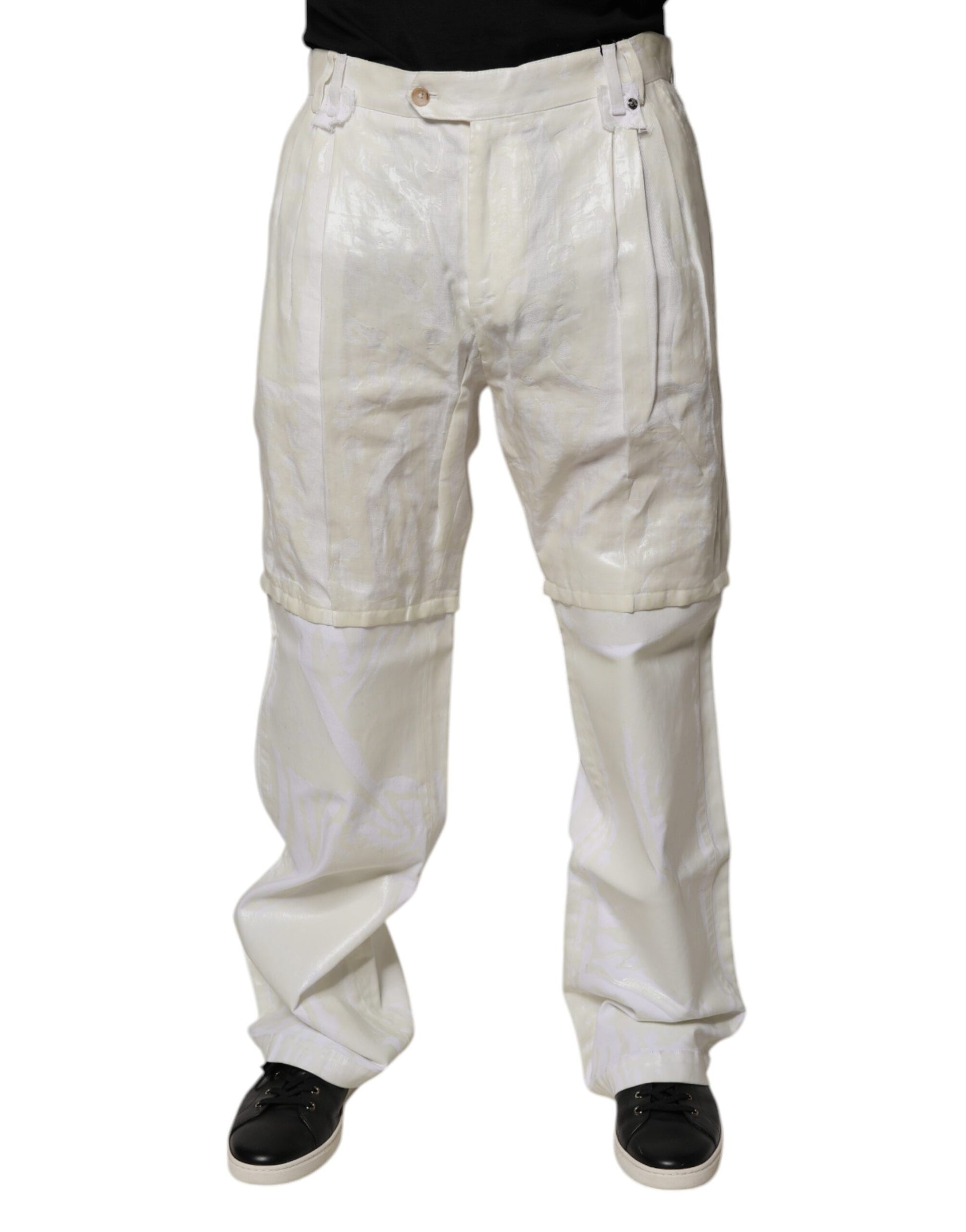 Dolce & Gabbana White Linen Mid Waist Straight Men Denim Jeans by Dolce & Gabbana