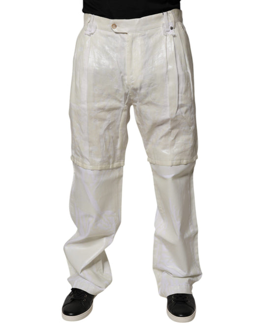Dolce & Gabbana White Linen Mid Waist Straight Men Denim Jeans by Dolce & Gabbana