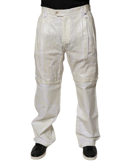 Dolce & Gabbana White Linen Mid Waist Straight Men Denim Jeans by Dolce & Gabbana