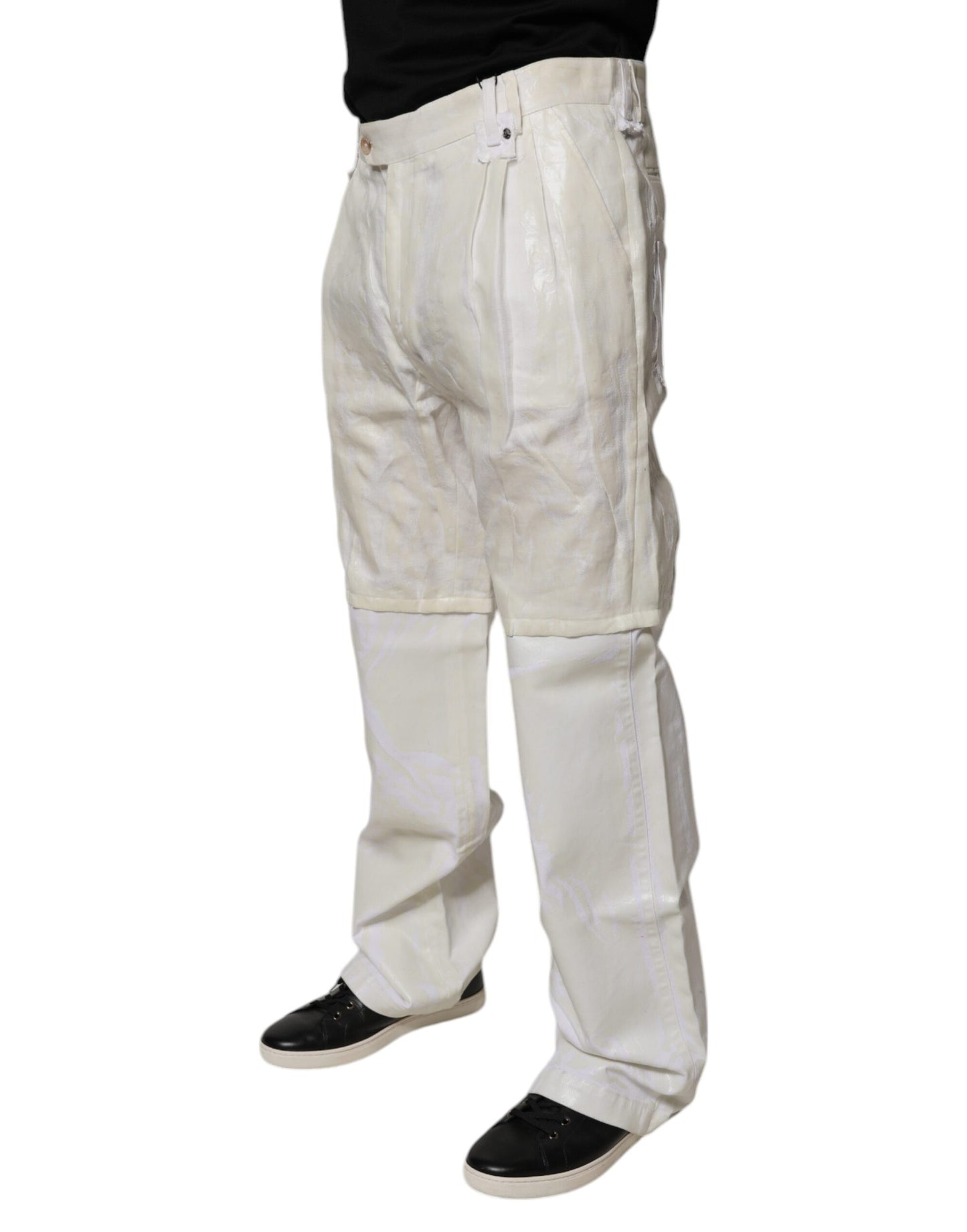 Dolce & Gabbana White Linen Mid Waist Straight Men Denim Jeans by Dolce & Gabbana
