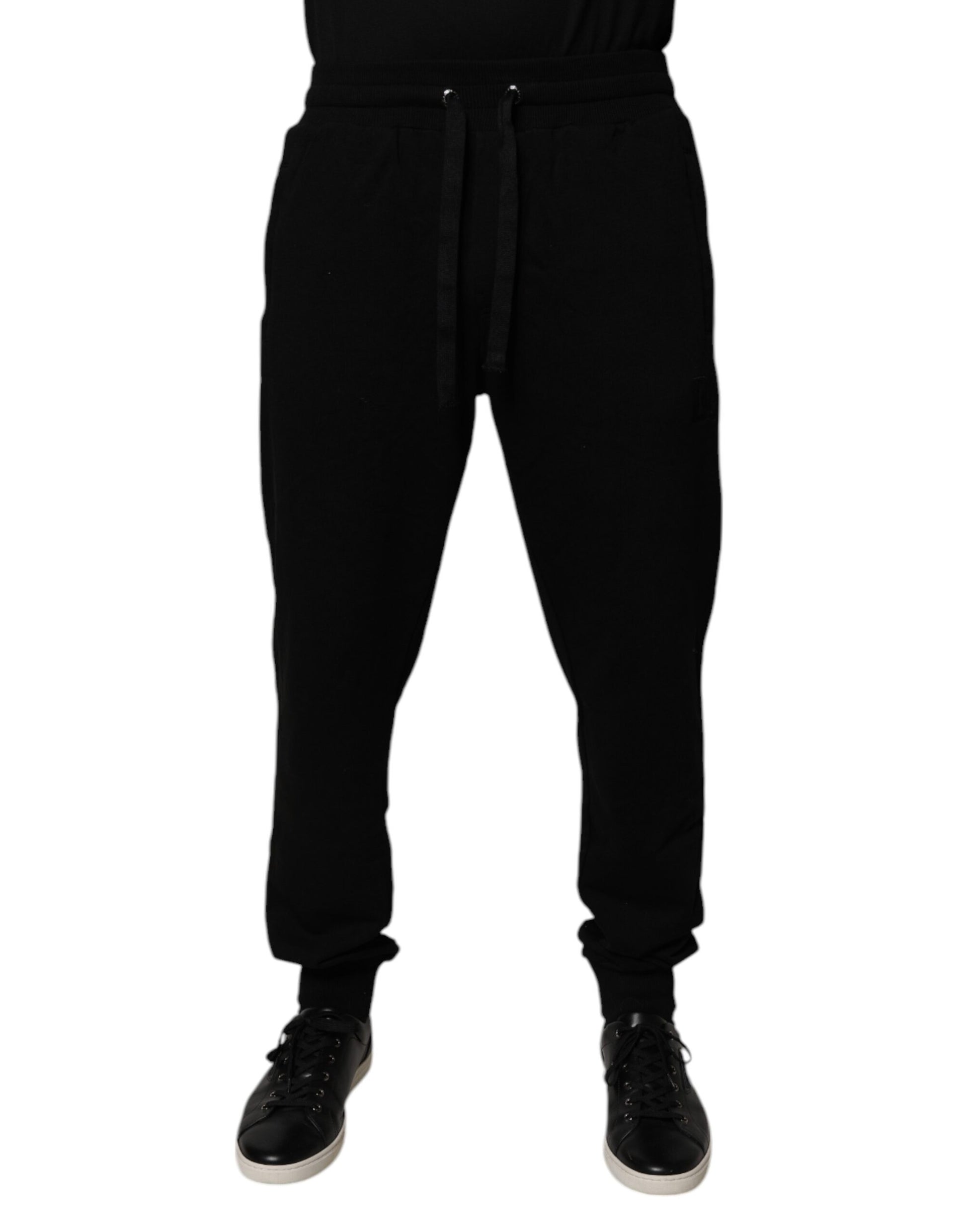 Dolce & Gabbana Black Cotton Mid Waist Jogger Sweatpants Pants by Dolce & Gabbana