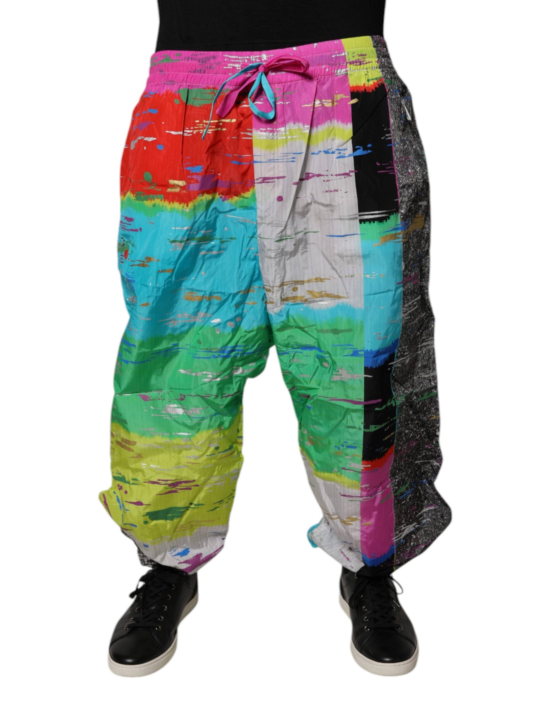 Dolce & Gabbana Multicolor Patchwork Mid Waist Sweatpants Pants by Dolce & Gabbana