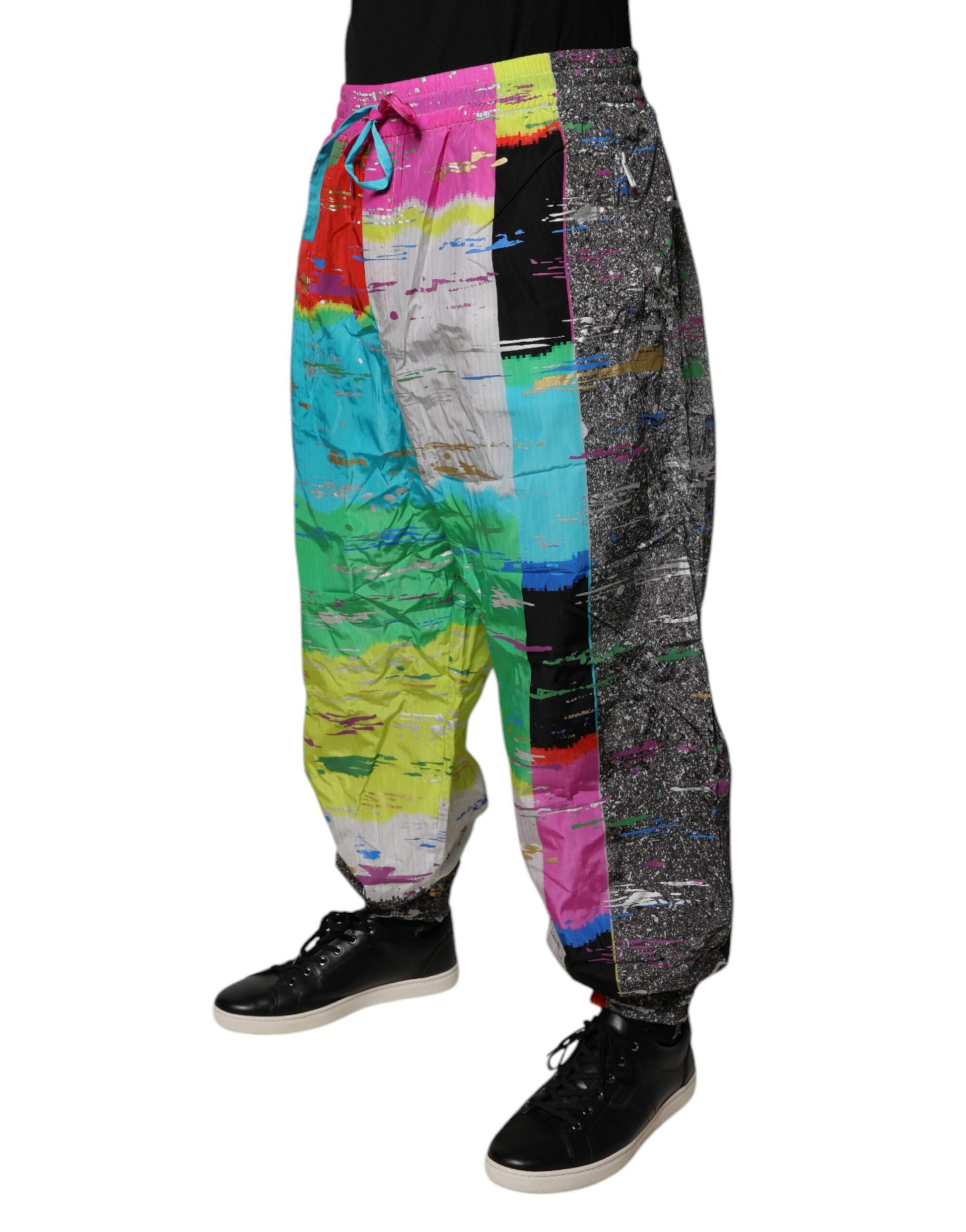 Dolce & Gabbana Multicolor Patchwork Mid Waist Sweatpants Pants by Dolce & Gabbana