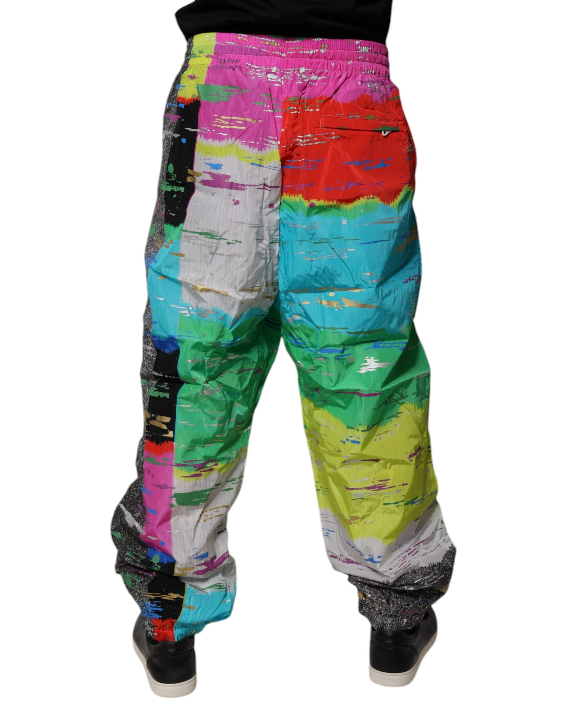 Dolce & Gabbana Multicolor Patchwork Mid Waist Sweatpants Pants by Dolce & Gabbana