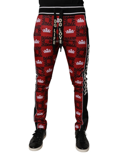 Dolce & Gabbana Red Crown Logo Monogram Men Sweatpants Pants by Dolce & Gabbana