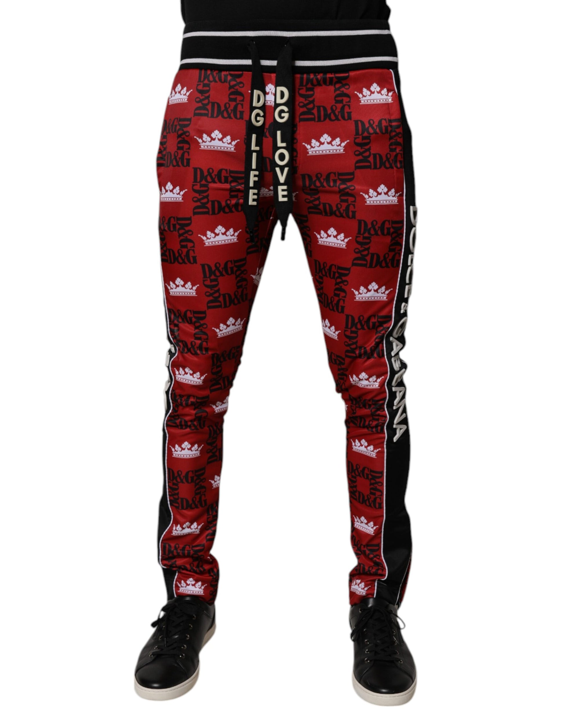 Dolce & Gabbana Red Crown Logo Monogram Men Sweatpants Pants by Dolce & Gabbana