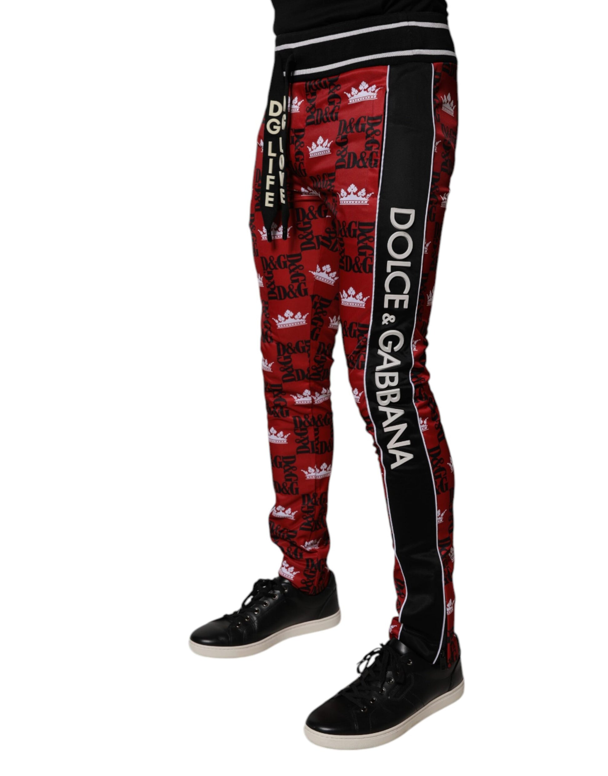 Dolce & Gabbana Red Crown Logo Monogram Men Sweatpants Pants by Dolce & Gabbana