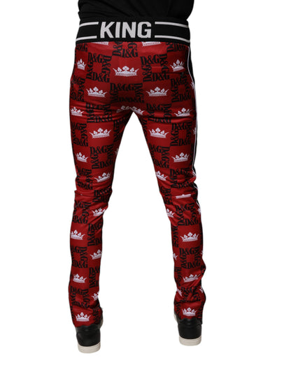 Dolce & Gabbana Red Crown Logo Monogram Men Sweatpants Pants by Dolce & Gabbana