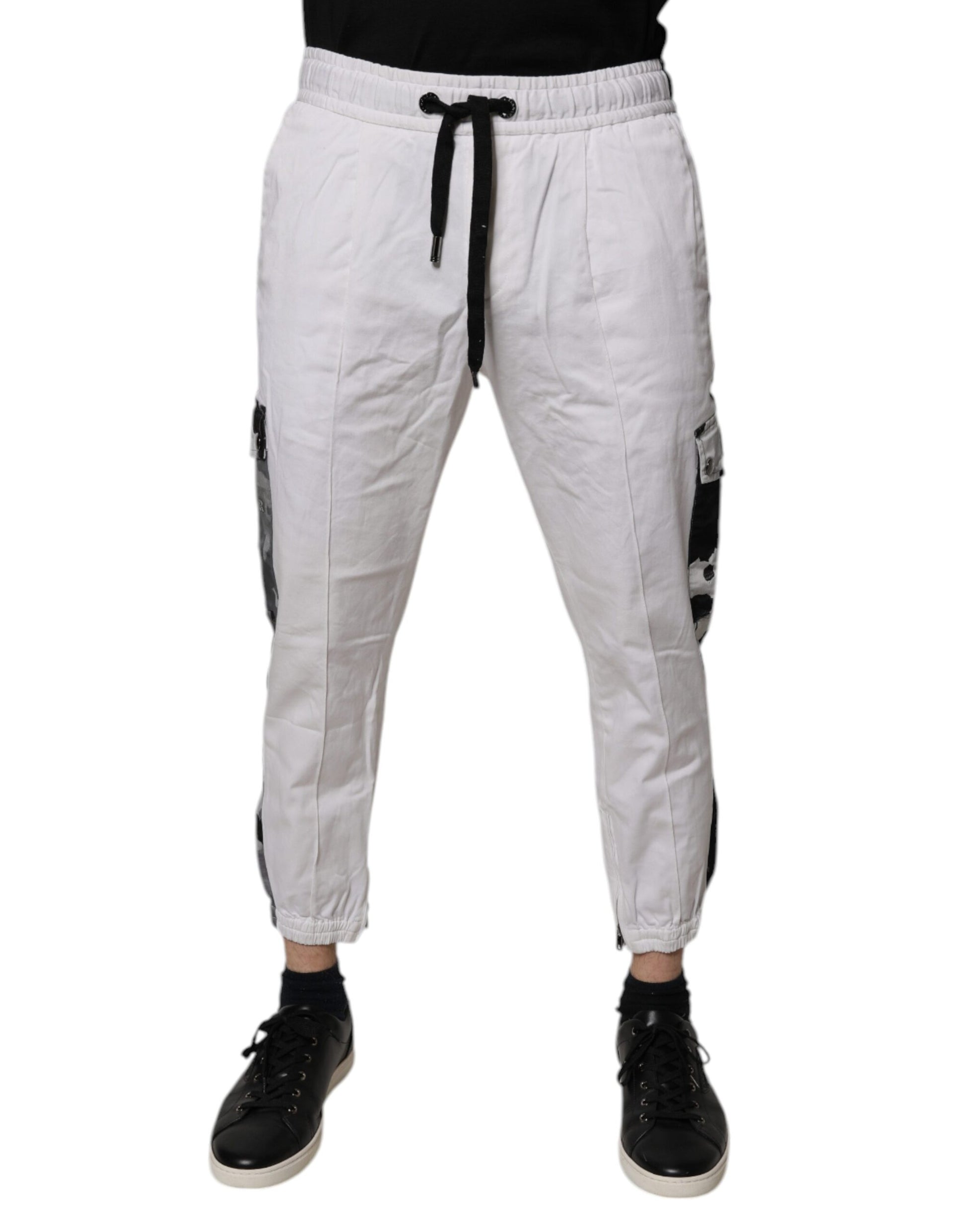 Dolce & Gabbana White Cotton Cargo Jogger Sweatpants Pants by Dolce & Gabbana