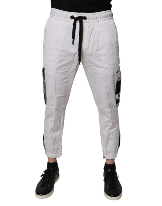 Dolce & Gabbana White Cotton Cargo Jogger Sweatpants Pants by Dolce & Gabbana