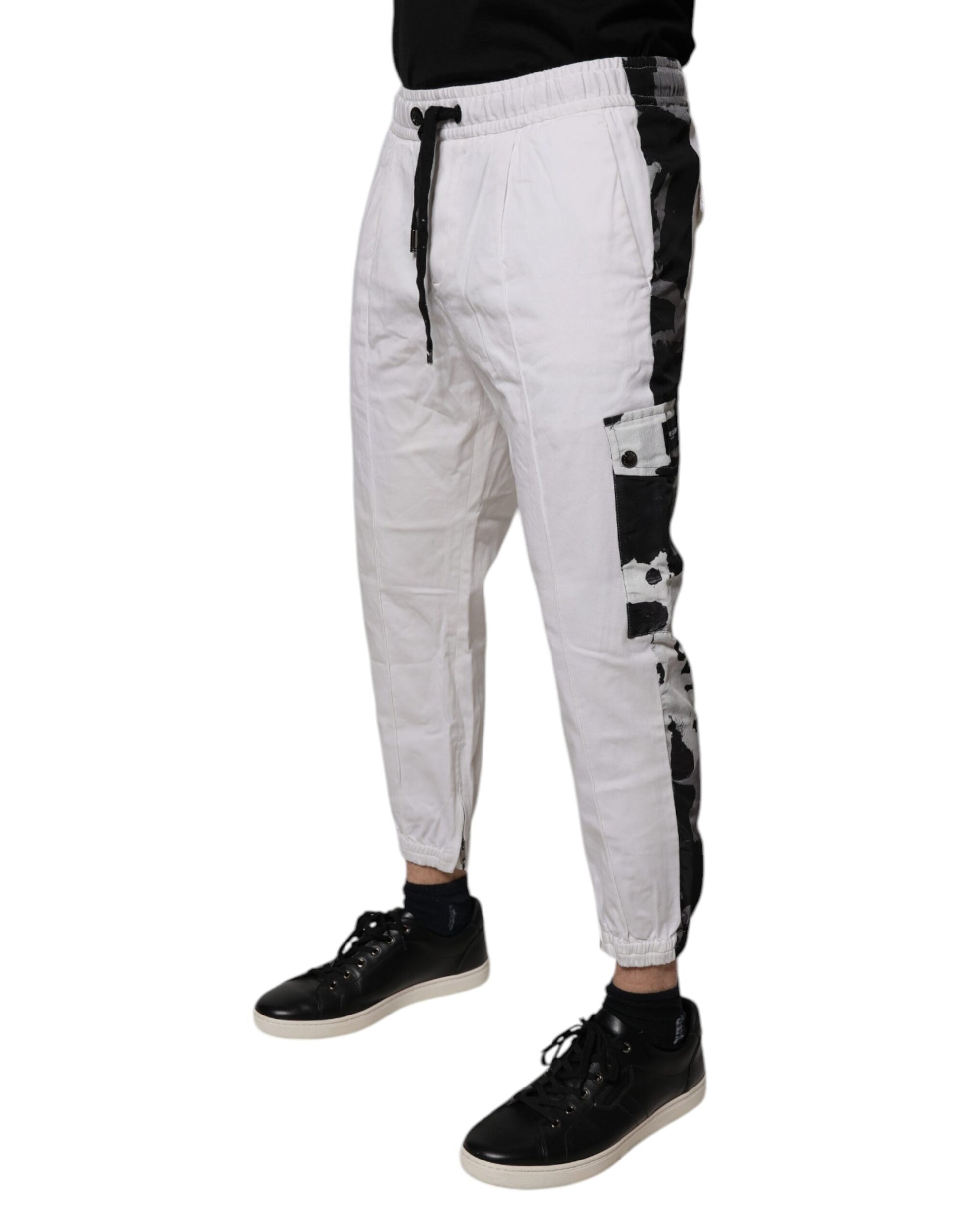 Dolce & Gabbana White Cotton Cargo Jogger Sweatpants Pants by Dolce & Gabbana