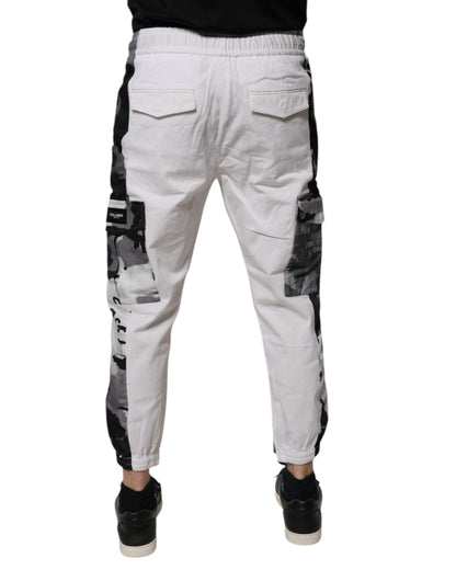 Dolce & Gabbana White Cotton Cargo Jogger Sweatpants Pants by Dolce & Gabbana