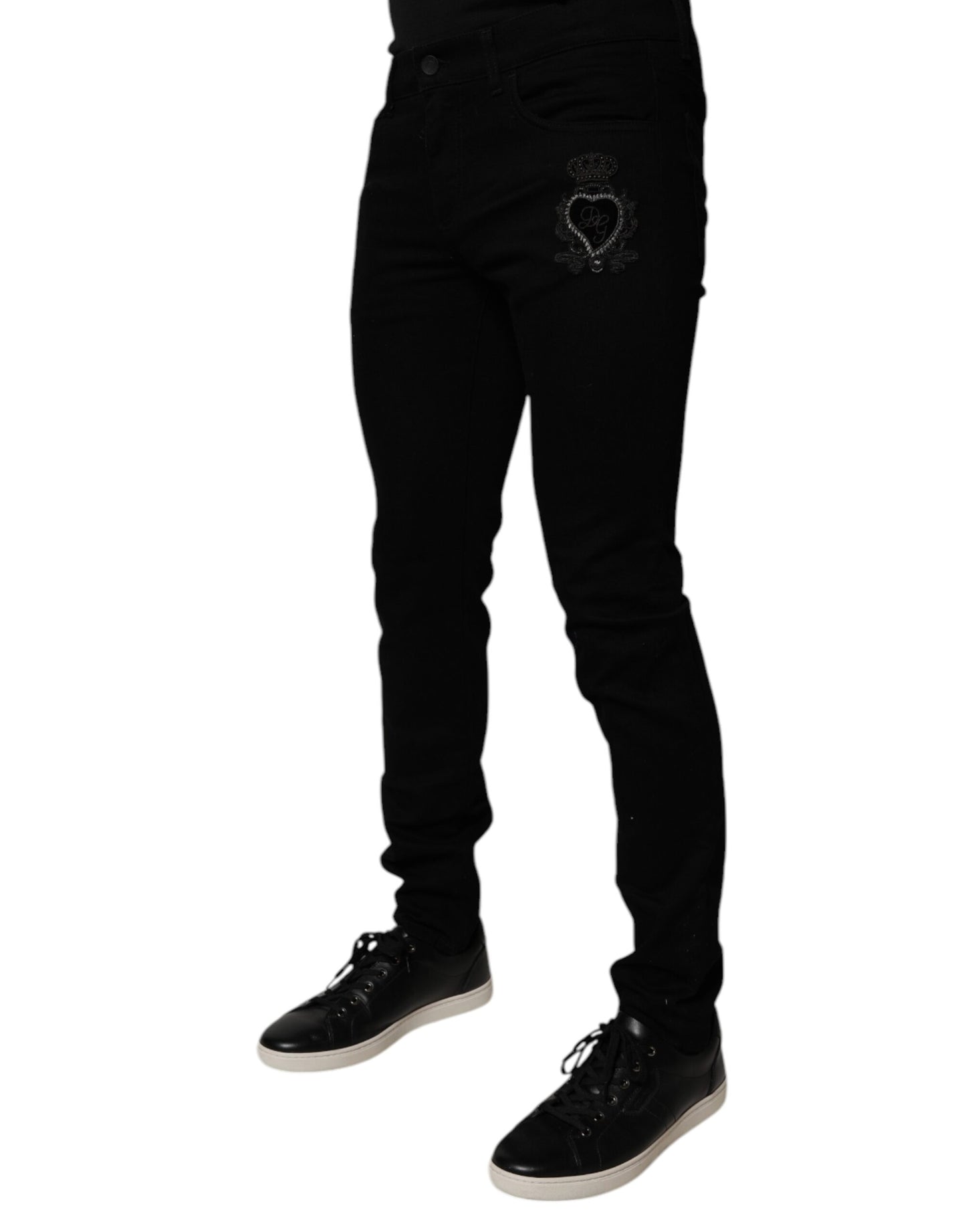 Dolce & Gabbana Black Sacred Heart Cotton Skinny Denim Jeans by Dolce & Gabbana