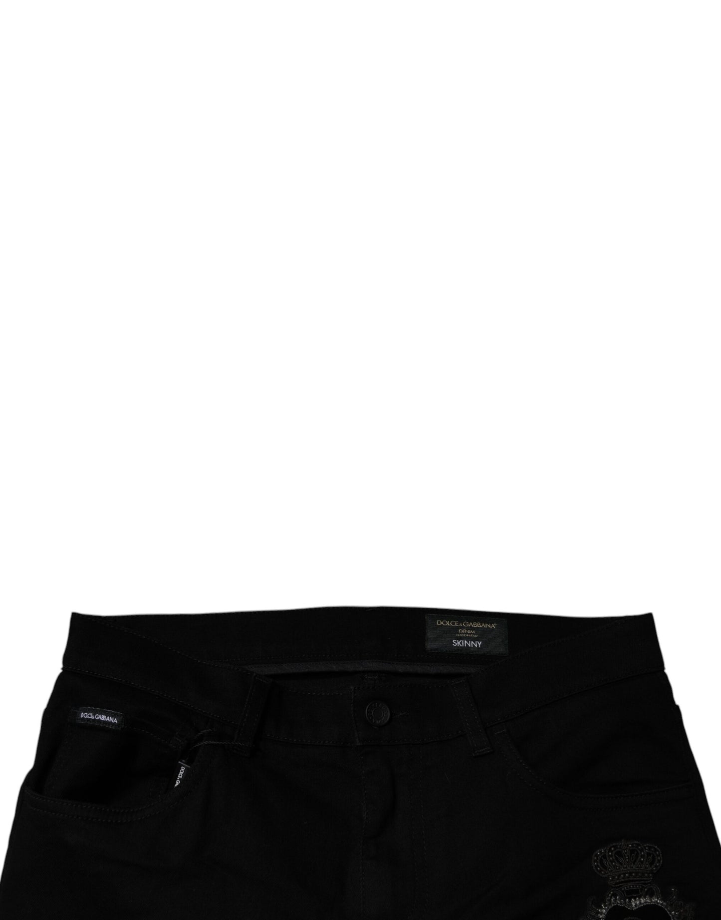 Dolce & Gabbana Black Sacred Heart Cotton Skinny Denim Jeans by Dolce & Gabbana