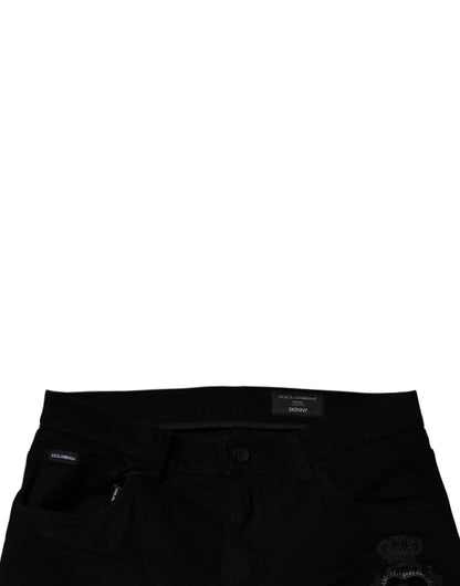 Dolce & Gabbana Black Sacred Heart Cotton Skinny Denim Jeans by Dolce & Gabbana
