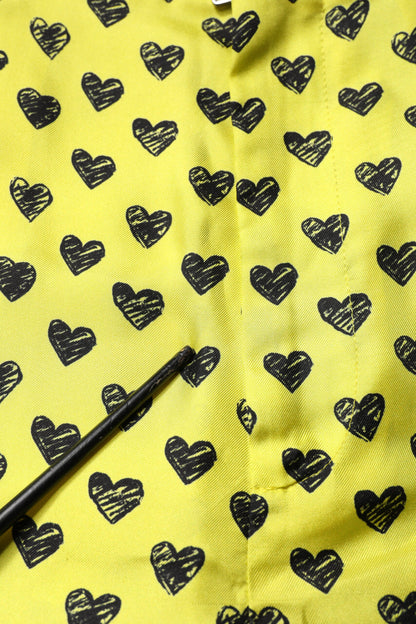 Dolce &amp; Gabbana Green Silk Heart Print Bermuda Shorts