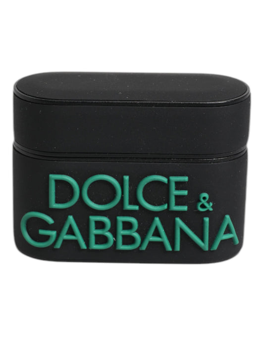 Étui pour Airpods Dolce &amp; Gabbana en silicone noir et orange avec logo en relief