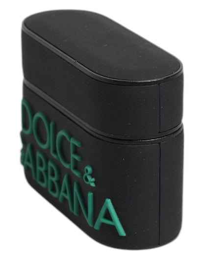 Étui pour Airpods Dolce &amp; Gabbana en silicone noir et orange avec logo en relief