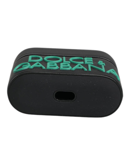 Étui pour Airpods Dolce &amp; Gabbana en silicone noir et orange avec logo en relief