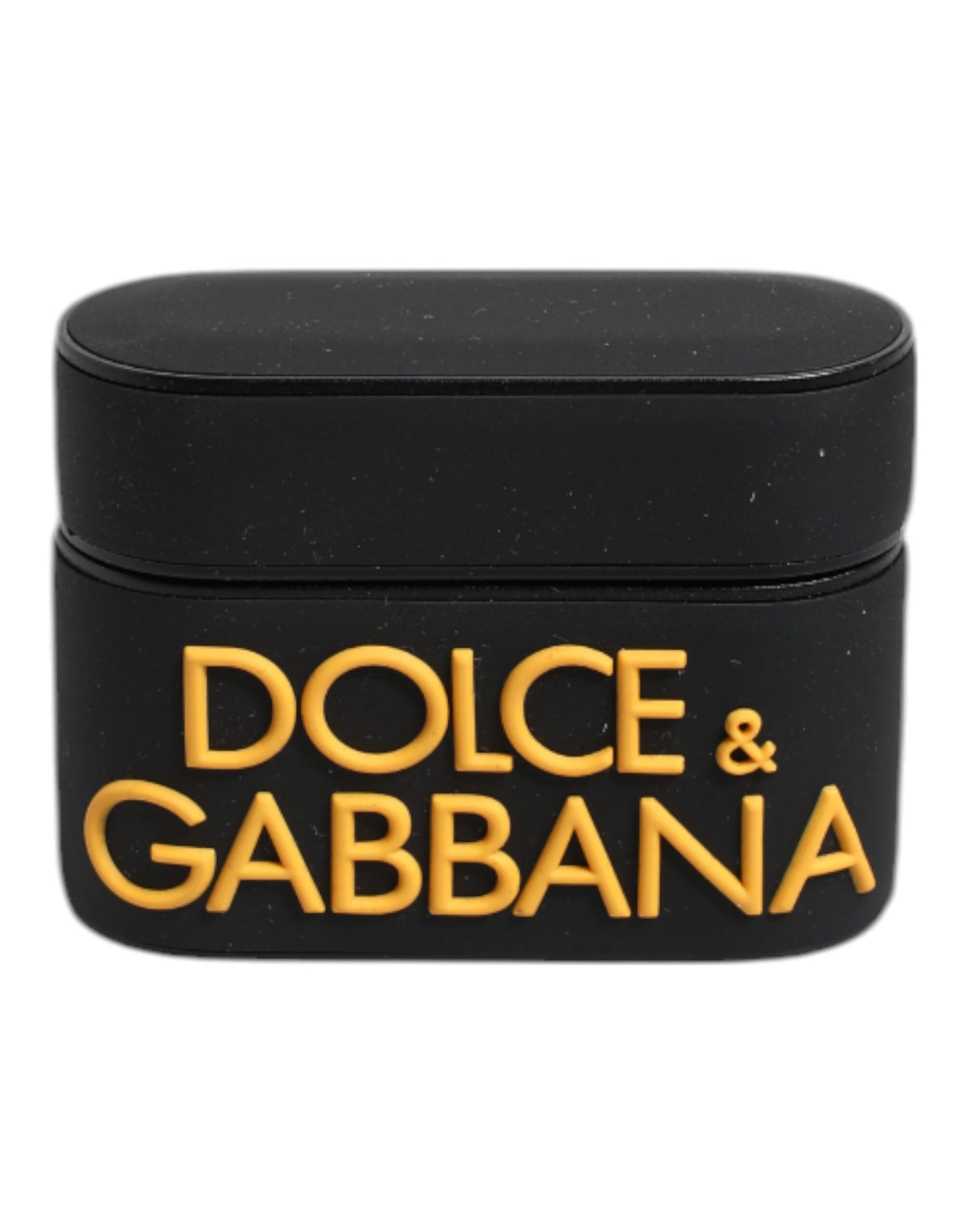 Dolce &amp; Gabbana Black Yellow Silicone Embossed Logo Airpods Case