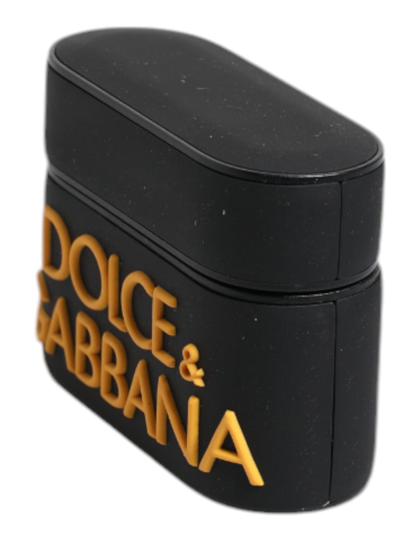 Dolce &amp; Gabbana Black Yellow Silicone Embossed Logo Airpods Case