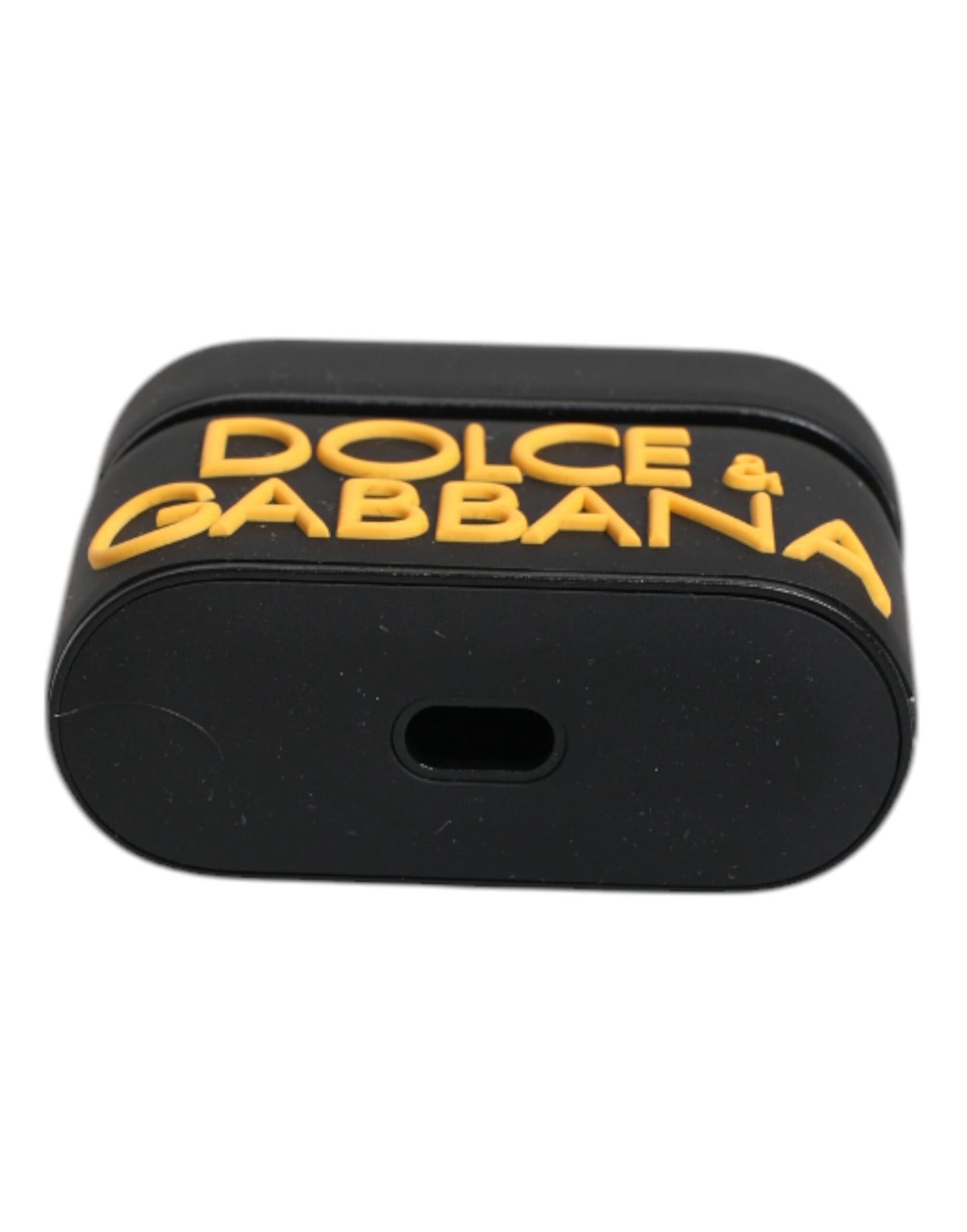 Dolce &amp; Gabbana Black Yellow Silicone Embossed Logo Airpods Case